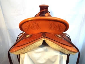 3B Visalia-style old-timer saddle with inlaid agate